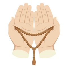 Hands holding a pendant icon