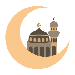 Crescent moon and mosque icon